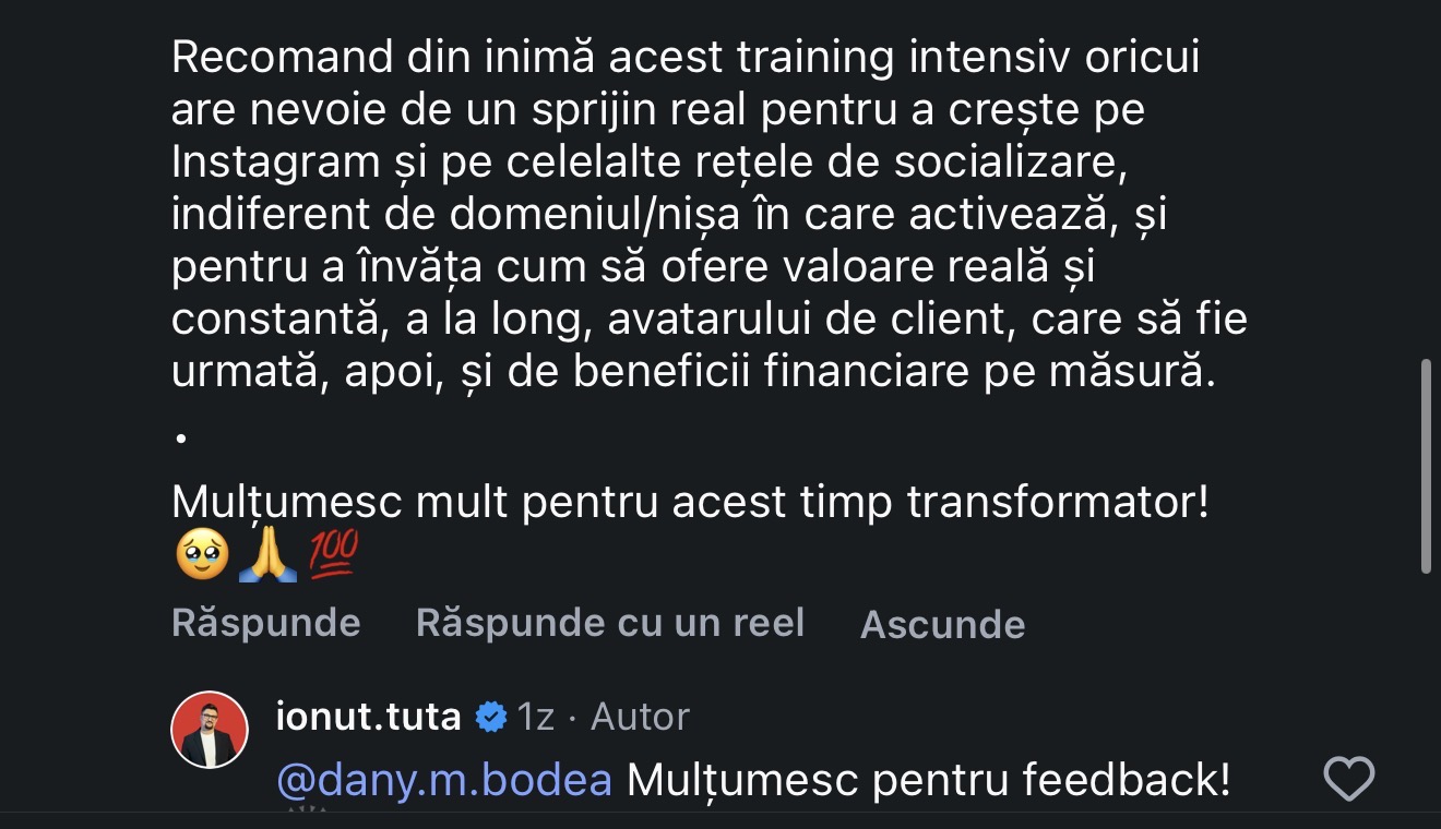 Recenzie participant la trainingul Brandprenor LIVE 7